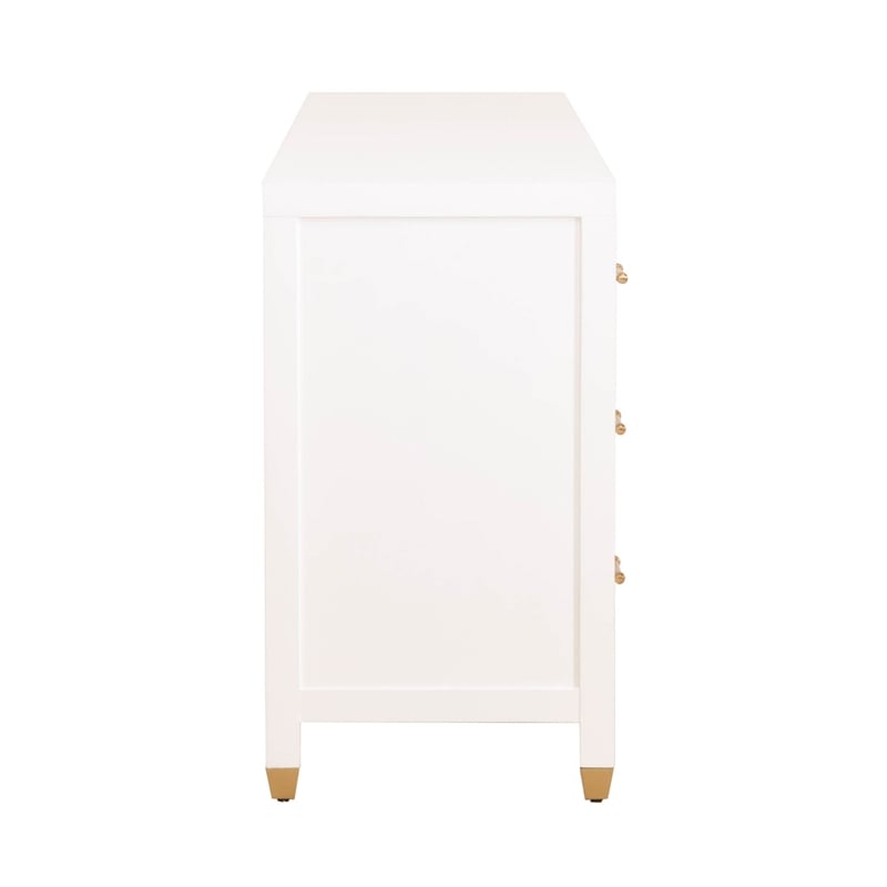 Pemberly Row 6-Drawer Wood Double Dresser With Brass Accents in White