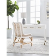 Pemberly Row 3-Drawer Wood Desk With Brass Accents in Matte White