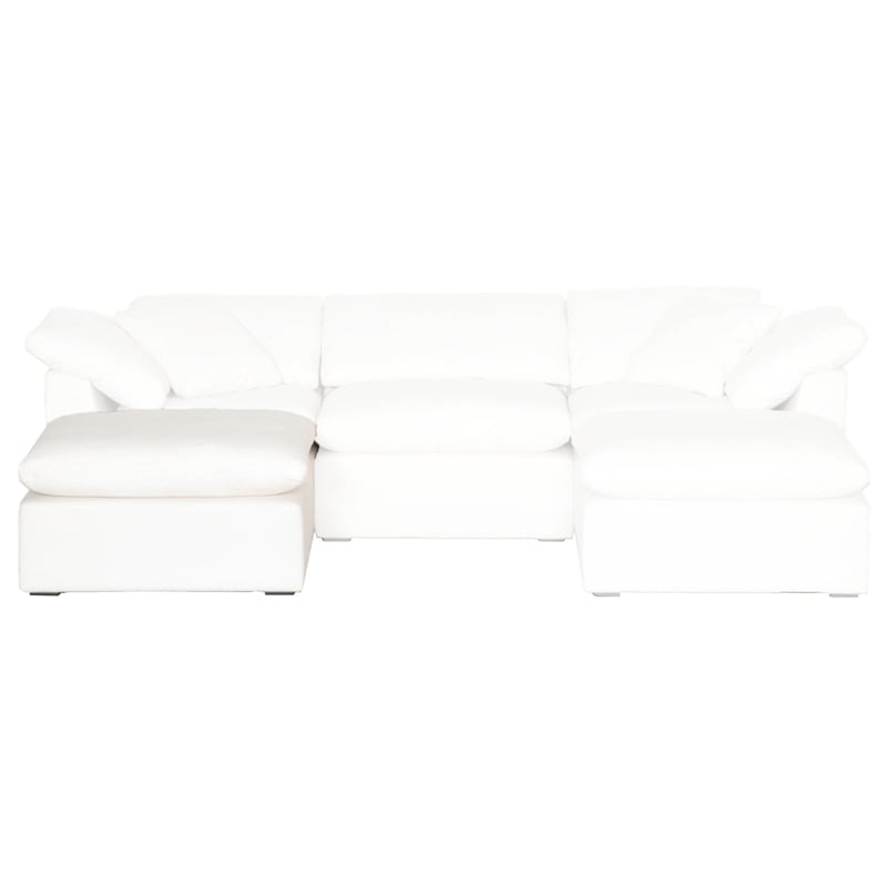 Pemberly Row Fabric Modular Ottoman With Down Blend Cushion in White