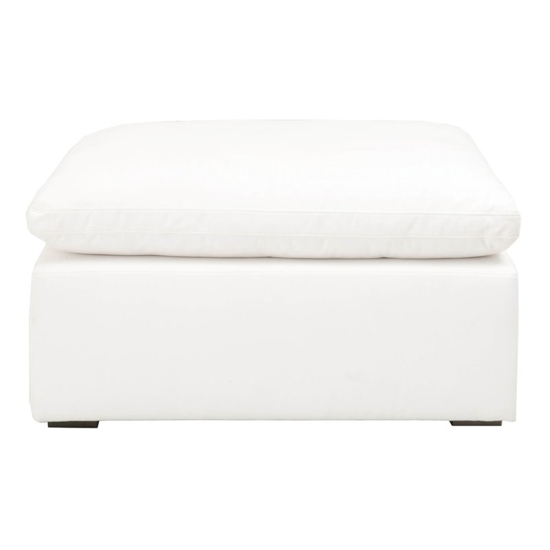 Pemberly Row Fabric Modular Ottoman With Down Blend Cushion in White