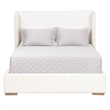 Pemberly Row Upholstered Wingback Fabric King Bed Frame in White