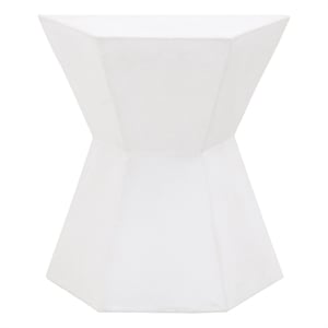 Pemberly Row Hexagon Hourglass Concrete Accent Table in Ivory