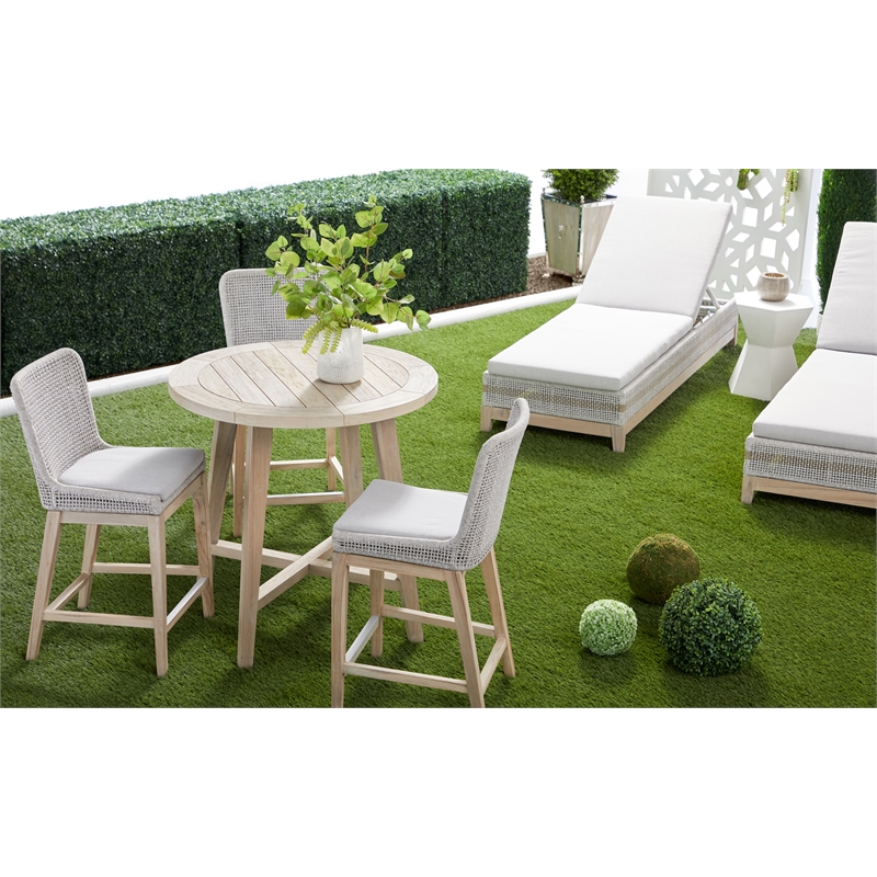 Pemberly Row Hexagon Hourglass Concrete Accent Table in Ivory