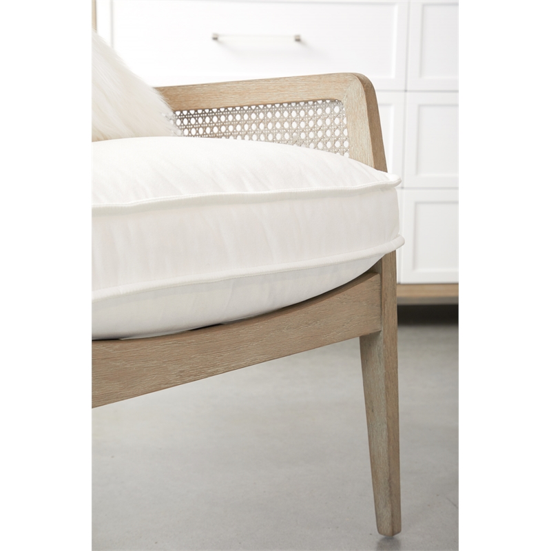 Pemberly Row Cane Back Wood Club Chair With Cushions in Gray