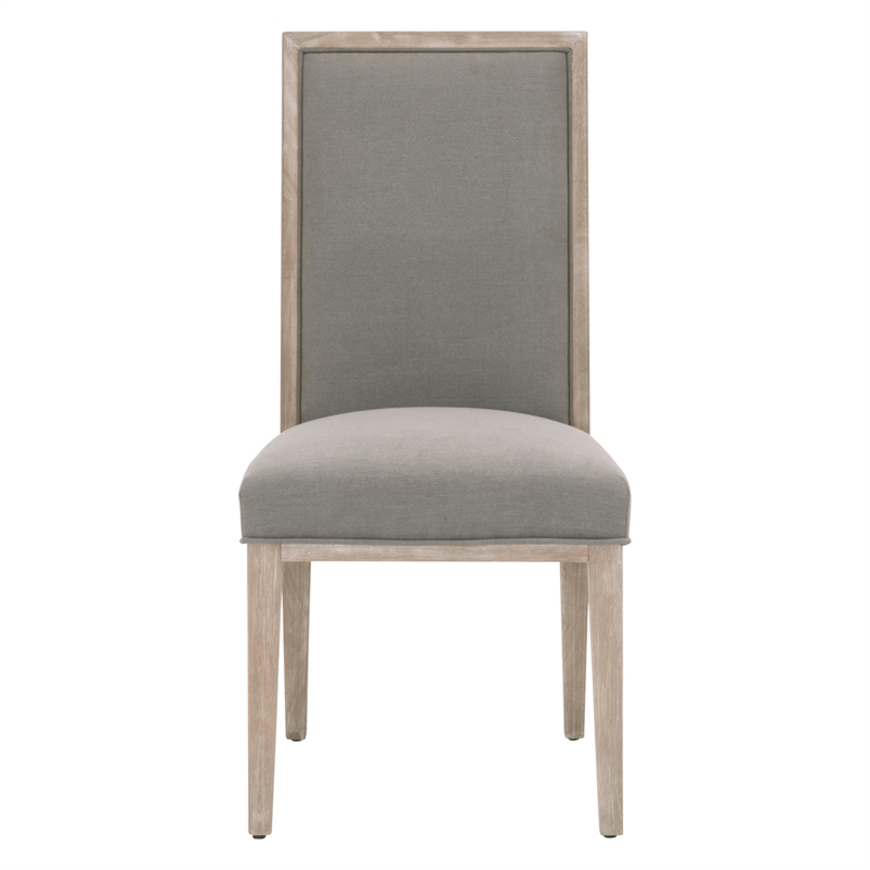 Pemberly Row Upholstered Fabric Dining Chair With Wood Back in Gray (Set of 2)