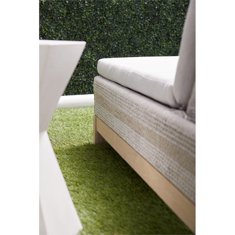 Pemberly Row Rope Weave Outdoor Chaise Lounge With Cushion in Gray