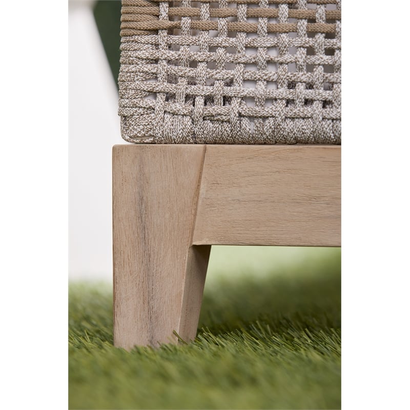 Pemberly Row Rope Weave Outdoor Chaise Lounge With Cushion in Gray