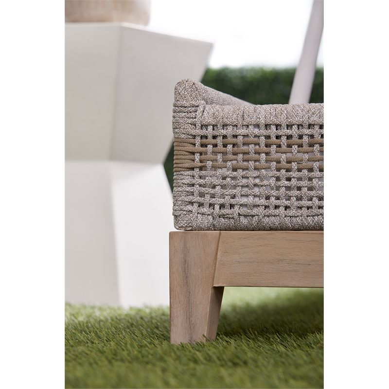 Pemberly Row Rope Weave Outdoor Chaise Lounge With Cushion in Gray