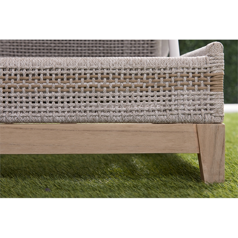 Pemberly Row Rope Weave Outdoor Chaise Lounge With Cushion in Gray