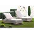 Pemberly Row Rope Weave Outdoor Chaise Lounge With Cushion in Gray