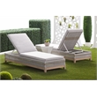 Pemberly Row Rope Weave Outdoor Chaise Lounge With Cushion in Gray