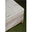 Pemberly Row Rope Weave Outdoor Coffee Table With Glass Top in Gray