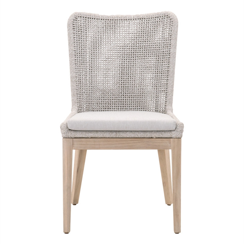 Pemberly Row Rope Weave Outdoor Dining Chair in Gray (Set of 2)