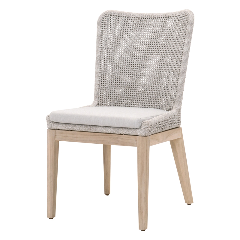 Pemberly Row Rope Weave Outdoor Dining Chair in Gray (Set of 2)