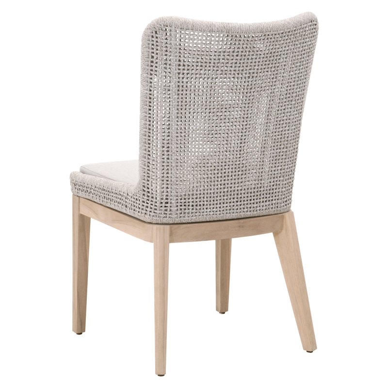Pemberly Row Rope Weave Outdoor Dining Chair in Gray (Set of 2)