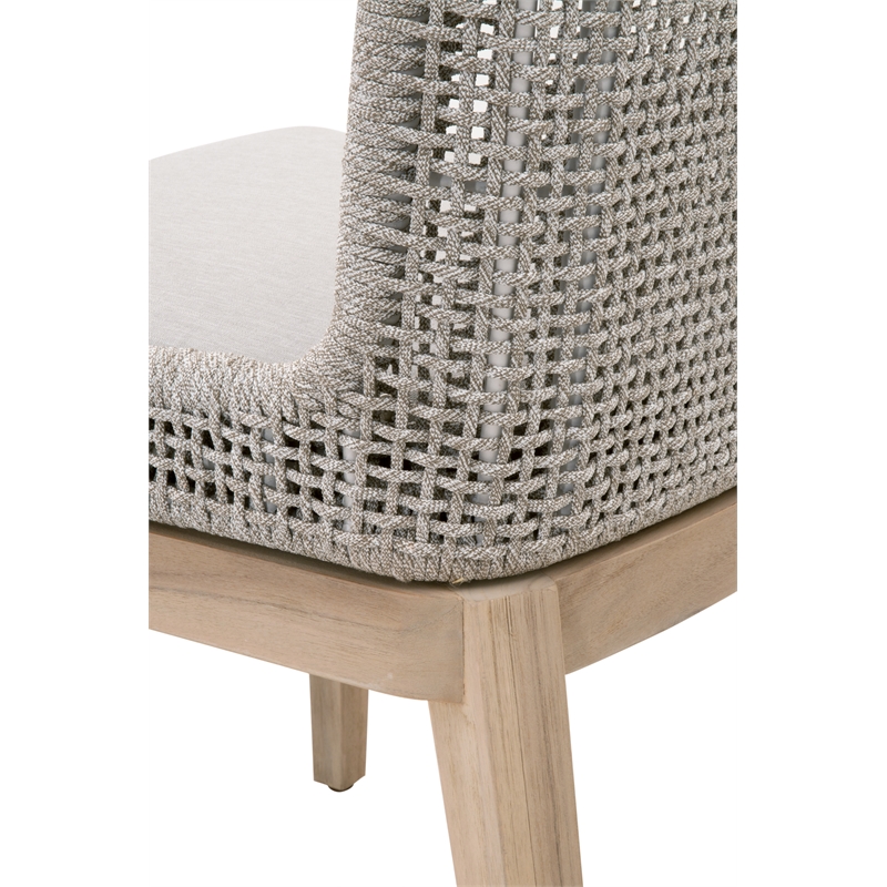 Pemberly Row Rope Weave Outdoor Dining Chair in Gray (Set of 2)