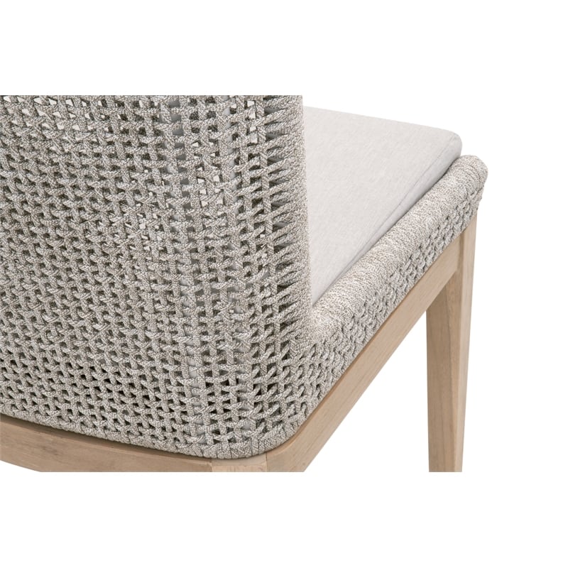 Pemberly Row Rope Weave Outdoor Dining Chair in Gray (Set of 2)