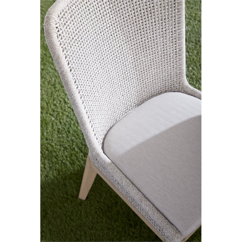 Pemberly Row Rope Weave Outdoor Dining Chair in Gray (Set of 2)