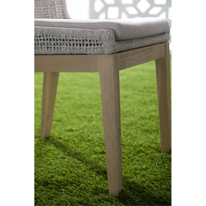 Pemberly Row Rope Weave Outdoor Dining Chair in Gray (Set of 2)