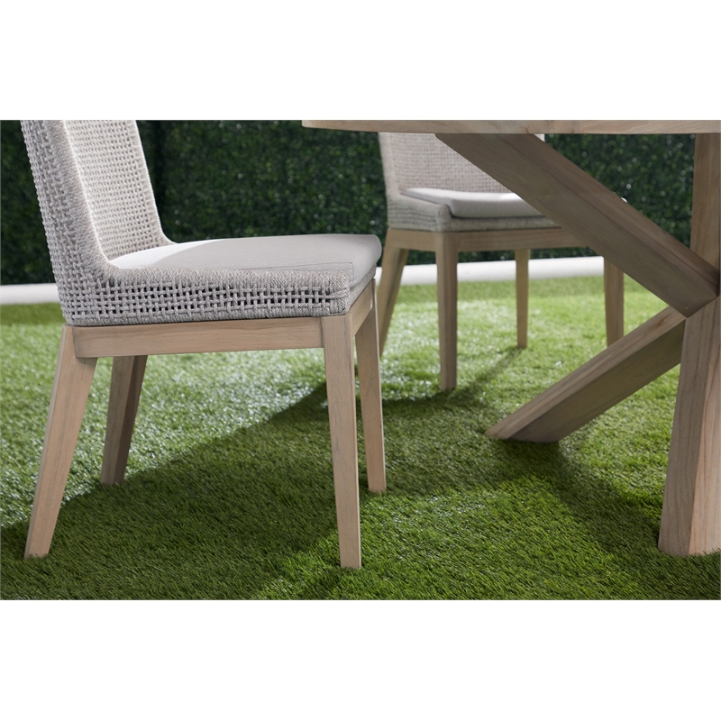Pemberly Row Rope Weave Outdoor Dining Chair in Gray (Set of 2)
