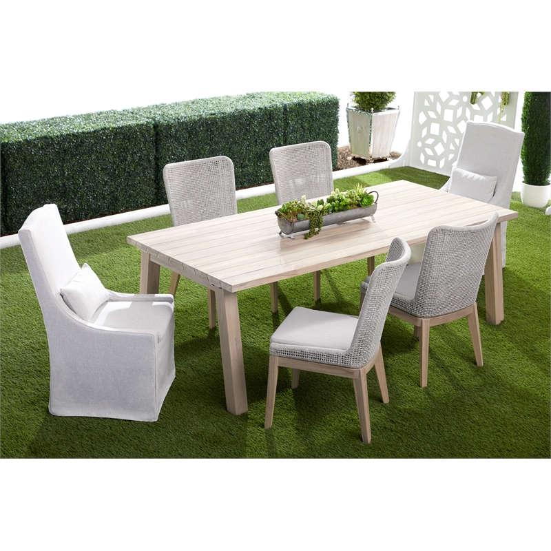 Pemberly Row Rope Weave Outdoor Dining Chair in Gray (Set of 2)