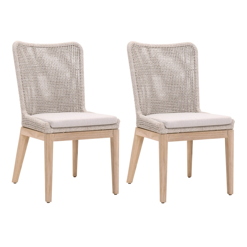 Pemberly Row Rope Weave Outdoor Dining Chair in Gray (Set of 2)