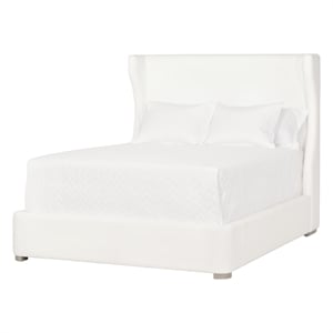 Pemberly Row Curved Wingback Upholstered Cal King Bed in White