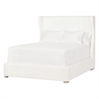 Pemberly Row Curved Wingback Upholstered Cal King Bed in White