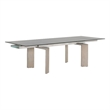 Pemberly Row Glass Top Wood Extension Dining Table Seats 8 in Gray