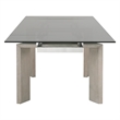 Pemberly Row Glass Top Wood Extension Dining Table Seats 8 in Gray