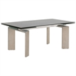 Pemberly Row Glass Top Wood Extension Dining Table Seats 8 in Gray