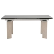 Pemberly Row Glass Top Wood Extension Dining Table Seats 8 in Gray