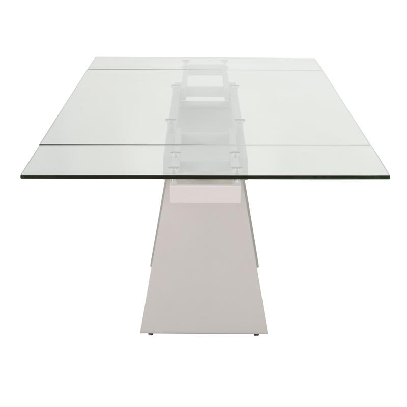 Pemberly Row Glass Top Metal Extension Dining Table Seats 8 in Gray