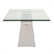 Pemberly Row Glass Top Metal Extension Dining Table Seats 8 in Gray