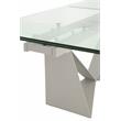 Pemberly Row Glass Top Metal Extension Dining Table Seats 8 in Gray