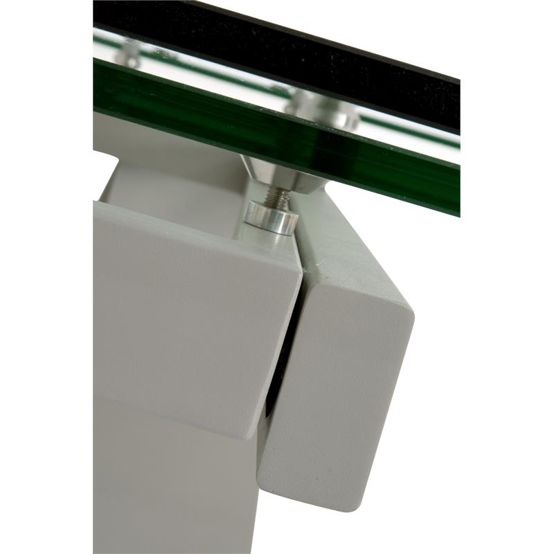 Pemberly Row Glass Top Metal Extension Dining Table Seats 8 in Gray