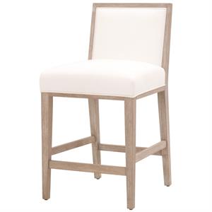 Pemberly Row 26&quot Upholstered Fabric Counter Stool in White (Set of 2)