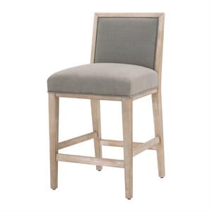 Pemberly Row 26&quot Upholstered Fabric Counter Stool in Gray (Set of 2)