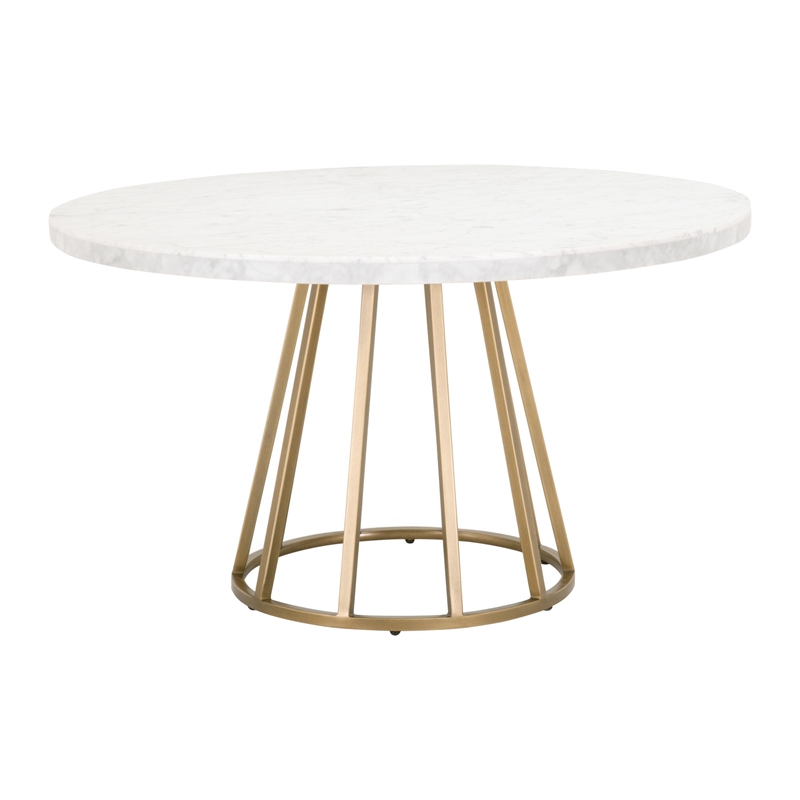Pemberly Row Tapered Pedestal Metal Dining Table Base in Gold