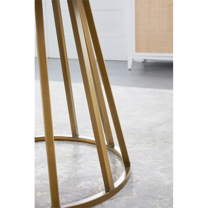 Pemberly Row Tapered Pedestal Metal Dining Table Base in Gold