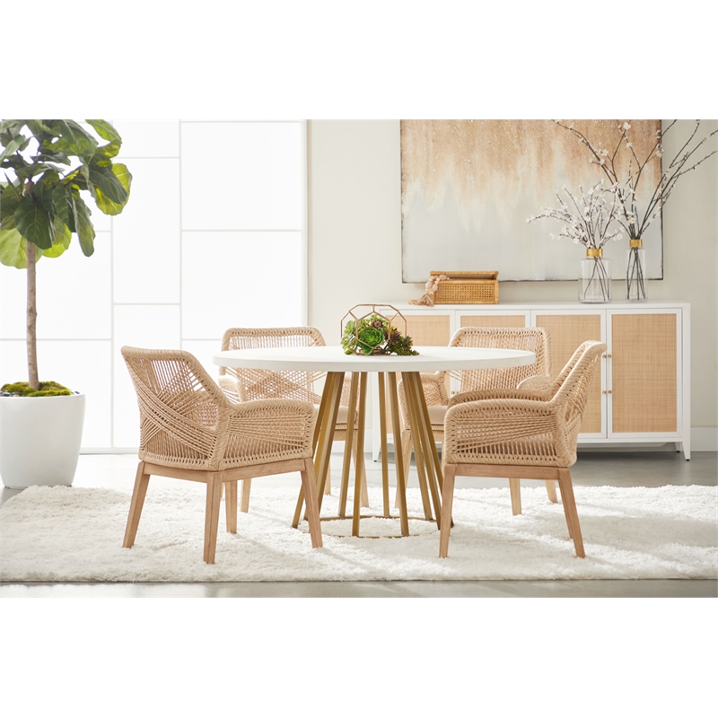 Pemberly Row Tapered Pedestal Metal Dining Table Base in Gold