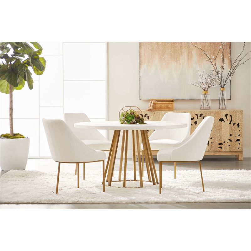 Pemberly Row Tapered Pedestal Metal Dining Table Base in Gold