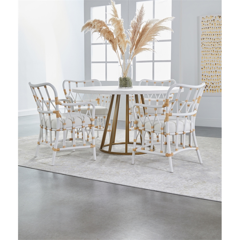 Pemberly Row Tapered Pedestal Metal Dining Table Base in Gold