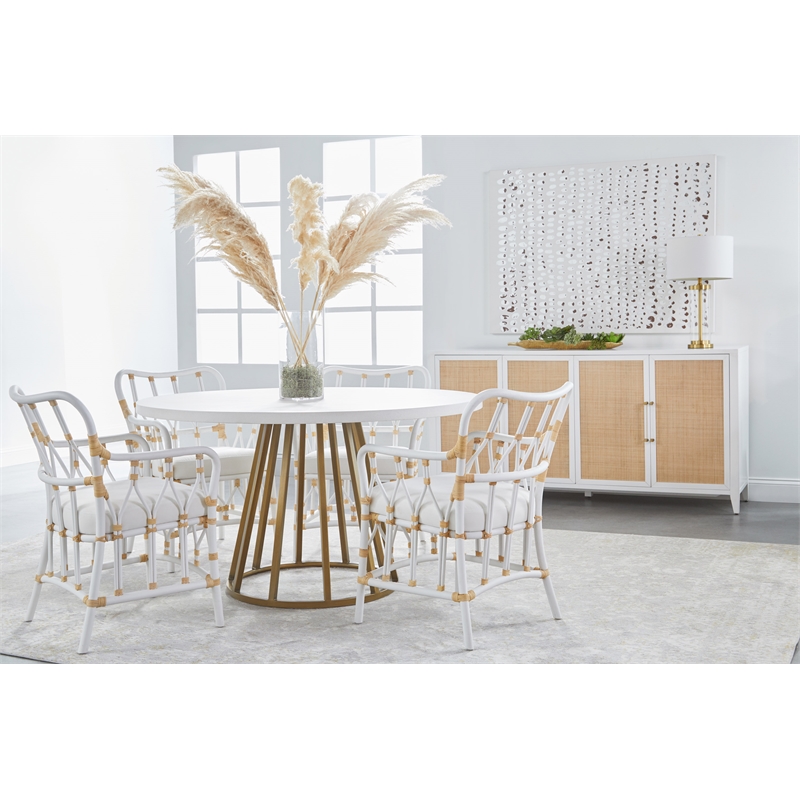 Pemberly Row Tapered Pedestal Metal Dining Table Base in Gold