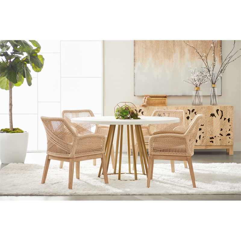 Pemberly Row Tapered Pedestal Metal Dining Table Base in Gold