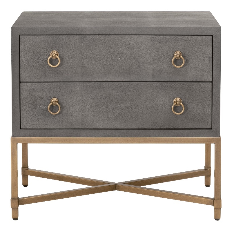 Pemberly Row 2-Drawer Faux Shagreen Resin Nightstand in Gray