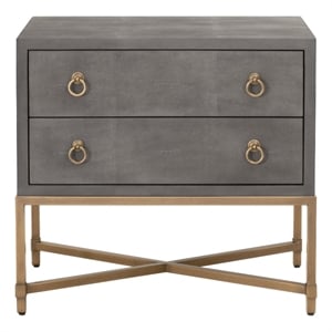 Pemberly Row 2-Drawer Faux Shagreen Resin Nightstand in Gray