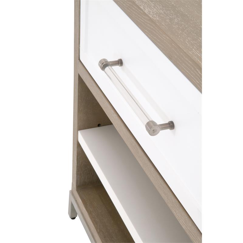 Pemberly Row 1-Drawer Wood Nightstand With Adjustable Shelf in Gray