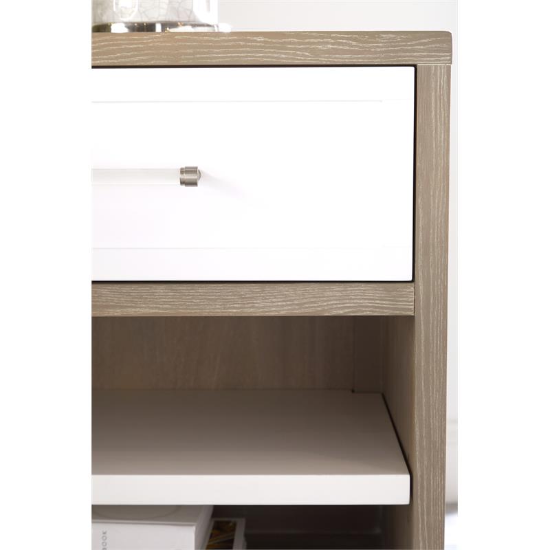 Pemberly Row 1-Drawer Wood Nightstand With Adjustable Shelf in Gray