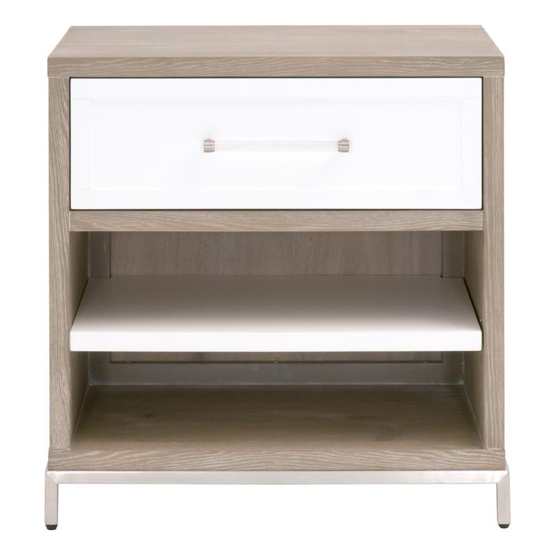 Pemberly Row 1-Drawer Wood Nightstand With Adjustable Shelf in Gray